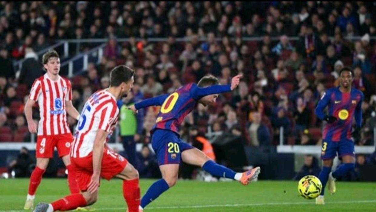 西甲第19轮巴萨主场3-1逆转马竞 奥尔莫进球